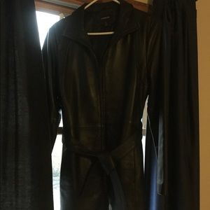 Leather jacket like new with waist tie